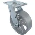 Standard Plate Caster, Swivel, Iron, 1250 lb., 8" Wheel Dia.
