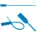Pull-Tight Seals: 7 47/64 in Strap Lg, 46 lb Breaking Strength, Blue, Black, Hot Stamped, 250 PK