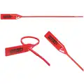 Pull-Tight Seals: 8 in Strap Lg, 44 lb Breaking Strength, Red, Black, Laser Marked, 7 Digits, 250 PK