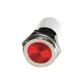 Flat Indicator Light: Red, Male .110 Connector, LED, 110V AC, LED/Brass Plated Chrome/Plastic (ABS)