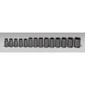 Wright Impact Socket Set: 3/4 in Drive Size, 14 Pieces, 19 to 41 mm Socket Size Range, (14) 6-Point
