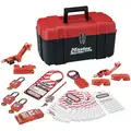 Portable Lockout Kit, Filled, Electrical Lockout, Tool Box, Red