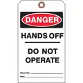 Danger Tag, Sign Legend Hands Off Do Not Operate, Sign Header Danger, Cardstock, Height 7 in