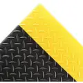 Notrax Antifatigue Mat: Diamond Plate, 3 ft. x 4 ft., 1/2 in Thick, Black with Yellow Border, PVC Foam