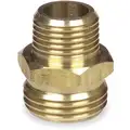 Westward Garden Hose Adapter: 1/2 in x 3/4 in Fitting Size, Male x Male, Rigid, 33 mm Overall Lg, NPT x NH