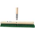Tough Guy Push Broom: 24 in Sweep Face, Soft, Synthetic, Green Bristle, 3 in Bristle Lg, Wood