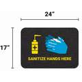 Pig Floor Sign Mat: Sanitize Hands Here, 2 ft x 17 in, 2 ft Overall Wd, 17 in Overall Lg, GMM, 4 PK