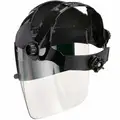Sellstrom Ratchet Face Shield Assembly: Anti-Fog, Clear Visor with Flip Down Green W6 Welding Shade