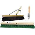 Tough Guy Push Broom: 36 in Sweep Face, Soft, Synthetic, Green Bristle, 3 in Bristle Lg, Wood