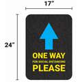 Pig Floor Sign Mat: One Way for Social Distancing Please, 17 in x 2 ft, 17 in Overall Wd, GMM, 4 PK