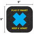 Pig Floor Sign Mat: Play It Smart - Keep 6' Apart, 9 in x 9 in, 9 in Overall Wd, Drying, GMM, 10 PK
