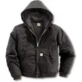 Hooded Jacket, 100% Ring Spun Cotton Duck, Black, Zipper Closure Type, L, Men's