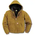 Carhartt Hooded Jacket, 100% Ring Spun Cotton Duck, Brown, Zipper Closure Type, 2XL, Men's