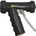 Sani-Lav Water Nozzle: 150 psi Max. Pressure, Trigger, 3/4 in GHT, Brass/Stainless Steel, Black