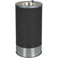 Tough Guy Ashtray: 13 1/2 gal Capacity, 20 in Ht, 10 in Wd, 10 in Base Dia., Black, Stainless Steel