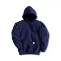 Hooded Sweatshirt, Navy, 3XL Size, 50% Cotton/50% Polyester, Pullover