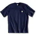 T-Shirt, 100% Cotton, Navy, Pullover, Fits Chest Size 58" to 60", Number of Outside Pockets 1