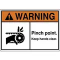Label, Sign Format ANSI/OSHA Format, Pinch Point. Keep Hands Clear. (Chain Hazard Pictogram)