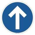 Brady Directional Arrow Floor Sign: 17 in x 17 in Nominal Sign Size, 0.012 in Thick, Vinyl, Blue, 17 in Ht