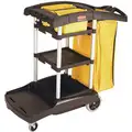 Rubbermaid Black, Janitor Cart, Overall Length 49-3/4", Overall Width 22-19/64", Overall Height 44-1/2"