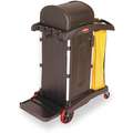 Rubbermaid Black Microfiber Janitor Cart, 48-1/4"L x 22"W x 53-1/2"H, Number of Shelves: 1