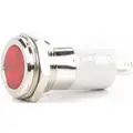 Flat Indicator Light: Red, Male .110 Connector, LED, 12V DC, LED/Brass Plated Chrome/Plastic (ABS)