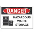 Lyle  Hazardous Waste Danger Label: Polyester, Adhesive Sign Mounting, 7 in x 10 in Nominal Sign Size