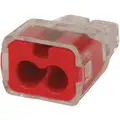 Ideal Push-In Connector, 2 Port, Red, 18 to 12 AWG Stranded, 20 to 12 AWG Solid Wire Range