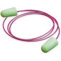 Bullet Ear Plugs, 33dB Noise Reduction Rating NRR, Corded, M, Green, PK 100