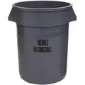 BRUTE 32 gal. Round Open Top Utility Trash Can, 27-1/4"H, Gray