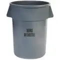 Rubbermaid BRUTE 44 gal. Round Open Top Utility Trash Can, 31-1/2"H, Gray