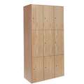 Light Wood Wardrobe Locker, (3) Wide, (3) Tier Openings: 9, 45" W X 18" D X 72" H