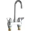 Gooseneck Bathroom Faucet: Chicago Faucets, 1895, Chrome Finish, Manual, 2.2 gpm Flow Rate