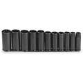 Proto Impact Socket Set: 1/2 in Drive Size, 11 Pieces, 1/2 in to 1 1/8 in Socket Size Range, SAE