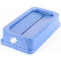 Tough Guy Wallhugger Lid Series All-Purpose Recycling Top, Rectangular, Drop, 23 gal, Blue