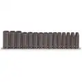 Proto Impact Socket Set: 1/2 in Drive Size, 15 Pieces, 10 to 24 mm Socket Size Range, (15) 6-Point