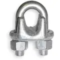 Wire Rope Clip, U-Bolt, Maleable Iron, 5/8" For Wire Rope Dia., 12" Rope Turn Back