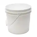 Pail: 2 gal, Open Head, Plastic, 9 3/8 in, 9 1/2 in Overall Ht, Round, White