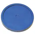 Plastic Pail Lid: Gasketed/Snap-On/Tear Tab, 12 1/4 in Overall Dia, Blue, HDPE