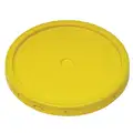 Plastic Pail Lid: Gasketed/Snap-On/Tear Tab, 12 1/4 in Overall Dia, Yellow, HDPE