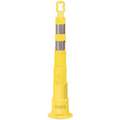 Trim Line Channelizer: Looper Top, 2 Reflective Stripes, (1) 4 in/(1) 6 in, 49 3/4 in Ht, Yellow