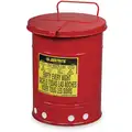 Floor Oily Waste Can, 14 gal., Galvanized Steel, Red, Hand Operated Self Closing
