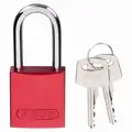 Abus Red Lockout Padlock, Different Key Type, Aluminum Body Material, 1 EA