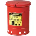 Floor Oily Waste Can, 6 gal., Galvanized Steel, Red, Hand Operated Self Closing