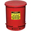 Justrite Floor Oily Waste Can, 14 gal., Galvanized Steel, Red, Foot Operated Self Closing