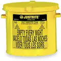 Justrite Countertop Oily Waste Can, 2 gal., Galvanized Steel, Yellow, Hand Operated Self Closing