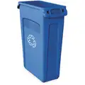 23 gal. Rectangular Recycling Can, Plastic, Blue