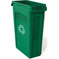 23 gal. Rectangular Recycling Can, Plastic, Green