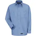 Light Blue Long Sleeve Shirt, XL, Polyester/Cotton, 31" Length, Fits Chest Size 56 in