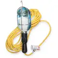 Lumapro Incandescent Hand Lamp, 100 Lamp Watts, 25 ft. Cord Length, Black/Silver, Includes Hook, Guard